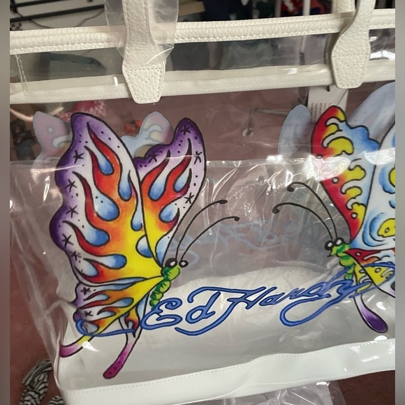 New- Ed Hardy butterfly clear tote bag -Handbag ❤️MSRP$159 - Picture 7 of 13